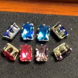 7x5 Large Princess Cut Rhinestone w/plated setting (10)